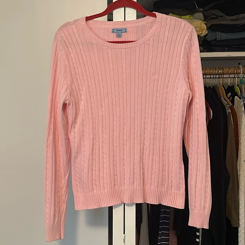 IZOD baby pink cable knit sweater